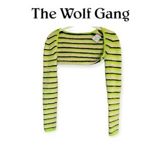 The Wolf Gang Fuzzy Shrug Lime Stripes Size M